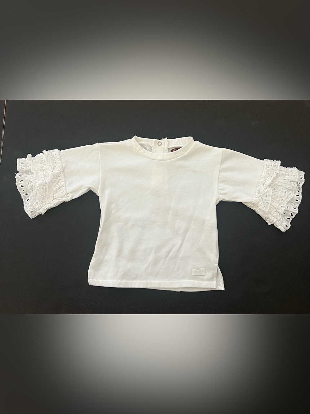 7 For All Mankind 24M toddler girl White Long-Sleeve Crewneck Top Tee Sweater